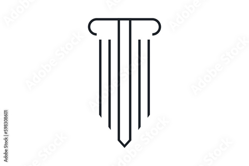 Simple elegant law firm logo , justice logo , black and white background