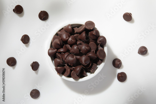 Chocolate chips in bowl