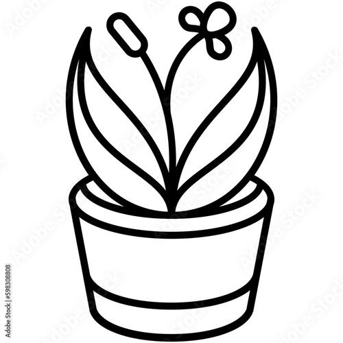 flower pot icon. plant gardening agriculture symbol. line icon vector stock