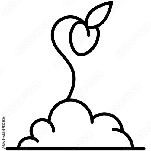 Sprout Icon. Plant Gardening Agriculture Symbol. Line Icon Vector Stock 