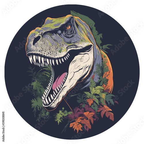 Tyrannosaurus rex roaring in a circle, vector © paffy