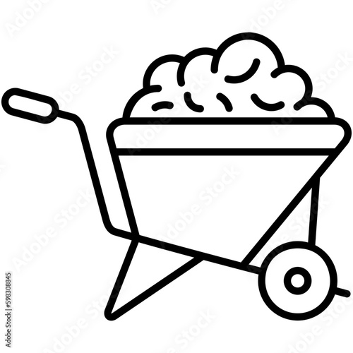 Wheelbarrow Icon. Plant Gardening Agriculture Symbol. Line Icon Vector Stock 