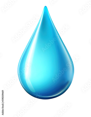 Blue water drop icon on transparent background  created with generative AI