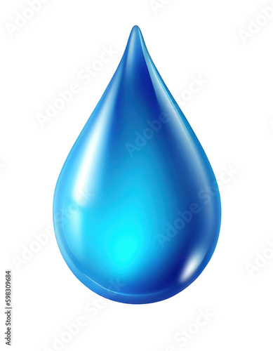 Blue water drop icon on transparent background, created with generative AI
