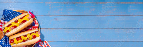 фотографія USA Patriotic picnic holiday hot dogs
