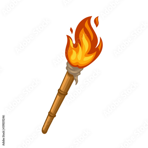 Torch light bamboo traditional symbol cartoon illustration vector