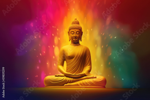 Buddha sitting on a lotus  generative AI