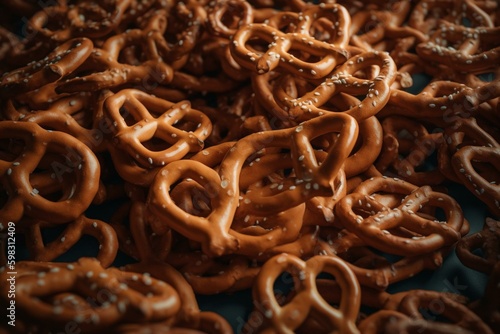 Background made of pretzels. Generative AI