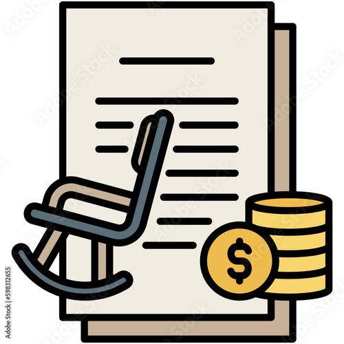 Allowance Icon. Pension Fund Plan Symbol. Line Filled Icon Vector Stock 