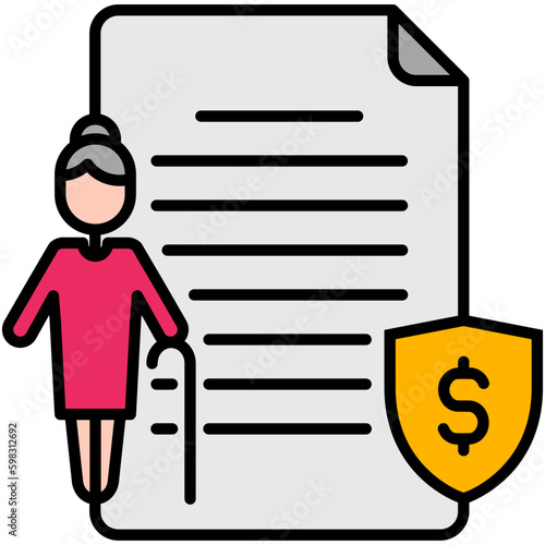 Pension Icon. Retirement Fund Plan Symbol. Line Filled Icon Vector Stock 