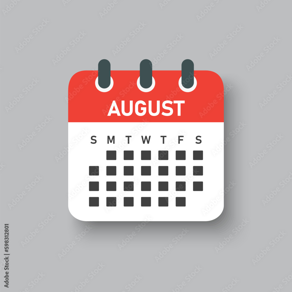 Vector template icon page calendar, month August Vector template icon page calendar, month August