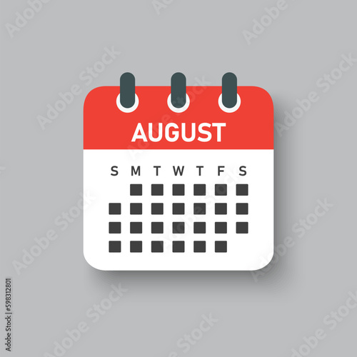 Vector template icon page calendar, month August