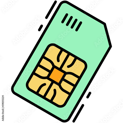 Simcard Icon. Phone Chip Symbol. Line Filled Icon Vector Stock  photo