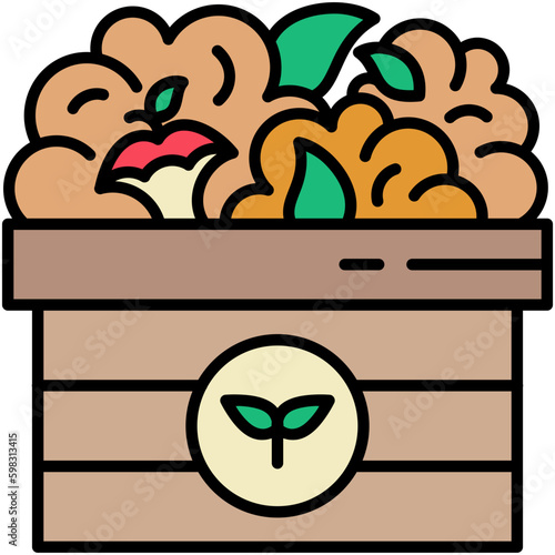Compost Icon. Bio Degradable Symbol. Line Filled Icon Vector Stock 