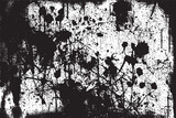 Vintage grunge texture in black and white with distressed overlay, featuring messy brush strokes and artistic elements of dust, ink, and grain. Isolated on white background .
