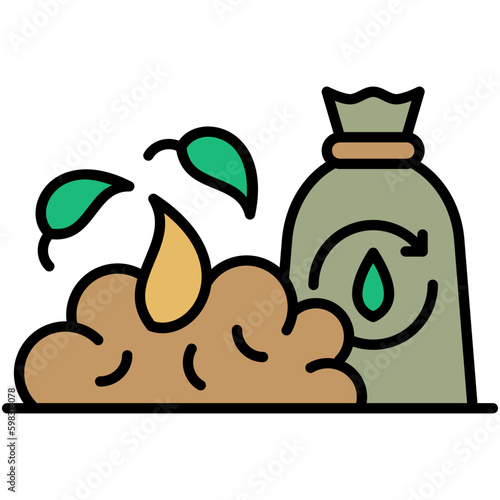 Compost Icon. Bio Degradable Symbol. Line Filled Icon Vector Stock 