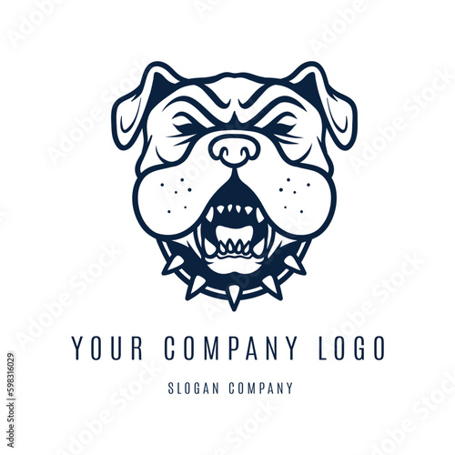 buldog dog animal minimalism black and white logo