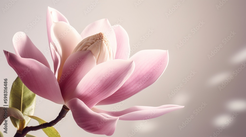 pink magnolia in the sun. generative ai