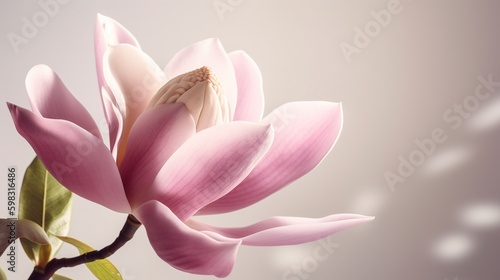 pink magnolia in the sun. generative ai