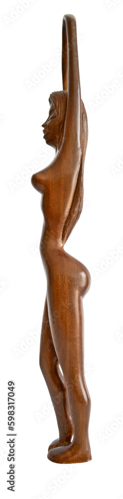 Sculpture de femme nue en bois La Belle Inconnue, œuvre sensuelle