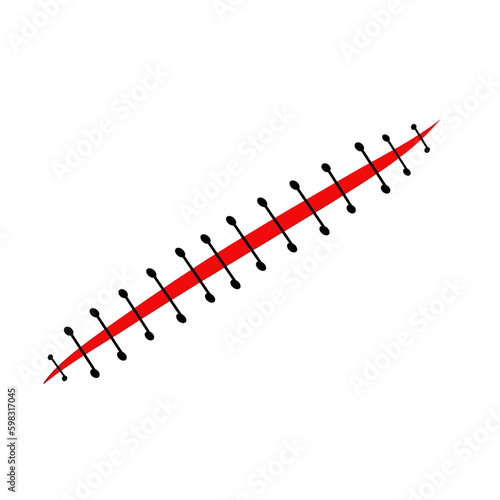 Cut suture scar icon design, stitch for wound. Vector illustration.