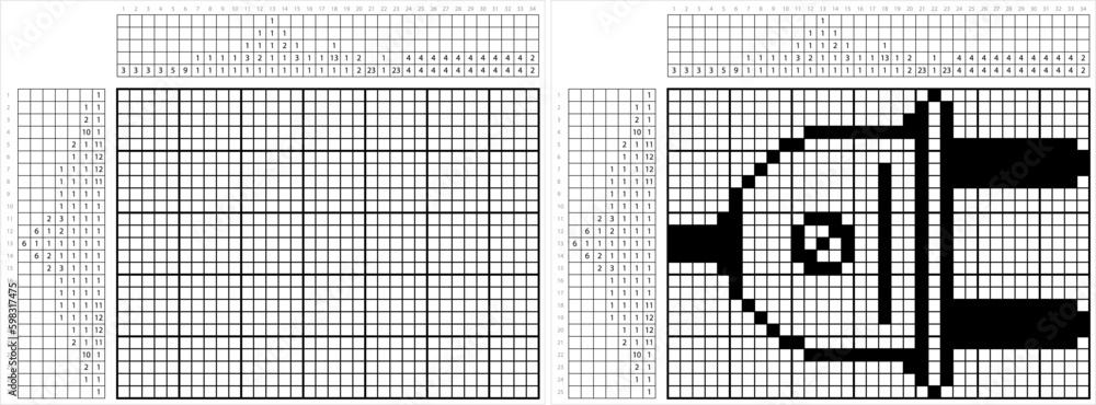 Fototapeta premium Plug Icon Nonogram Pixel Art M_2304003