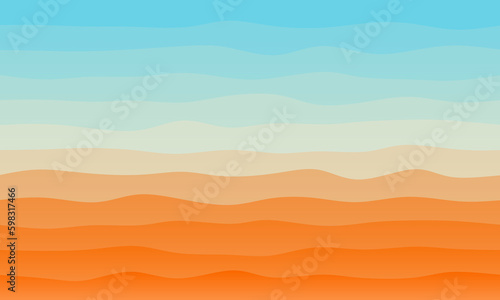 Multicolor wavy layered abstract background flat design style. Orange and blue.