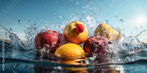 water fresh strawberry vitamin food green background drop vegetarian fruit healthy. Generative AI. Generative AI