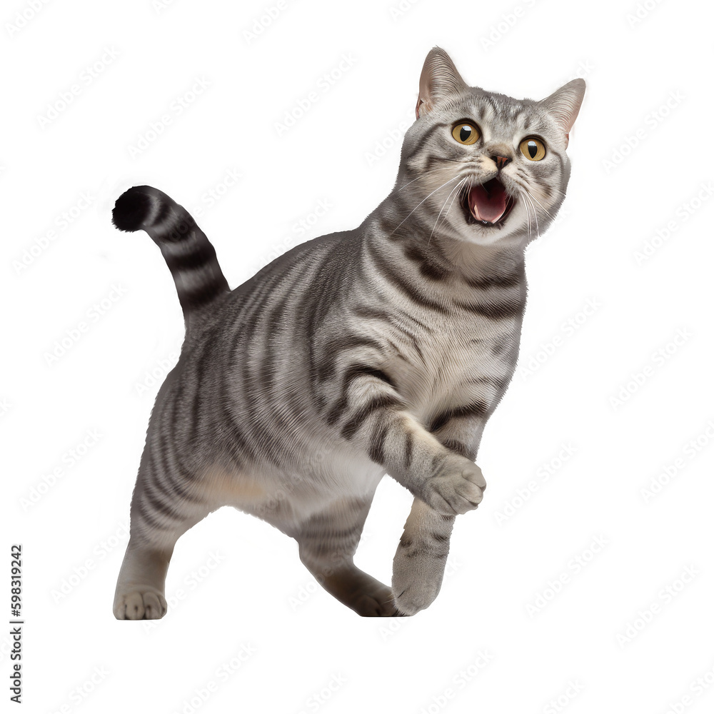 american shorthair jumping isolated on white american shorthair jumping isolated on white