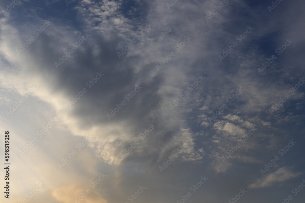 Evening sky background. Colorful sunset sky and cloud.