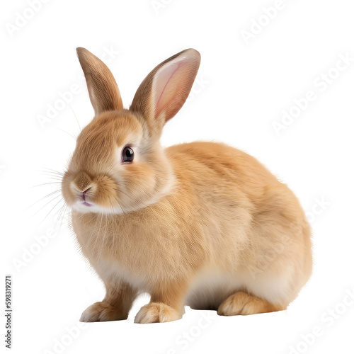 brown rabbit sitting isolated on white