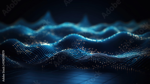 Wave grid abstract graphics,created with Generative AI tecnology.