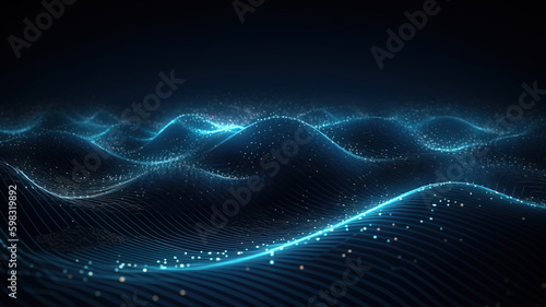 Wave grid abstract graphics,created with Generative AI tecnology.