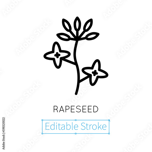 Rapeseed Icon. Editable vector stroke. Vector sign in simple style isolated on white background. Original size 64x64 pixels.