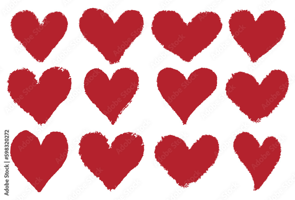 red hand drawn brush heart doodles texture, brush strokes heart shapes