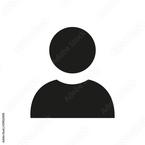 Vector flat icon. Isolated user profile. Avatar. Silhouette of a man or woman. Black silhouette on a white background. Perfect for social media, messengers, stories or your ad.