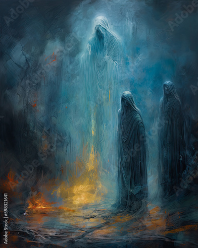 Haunting Supernatural Paintings  A Ghostly Background Poster  Wall Art  AI Generated 