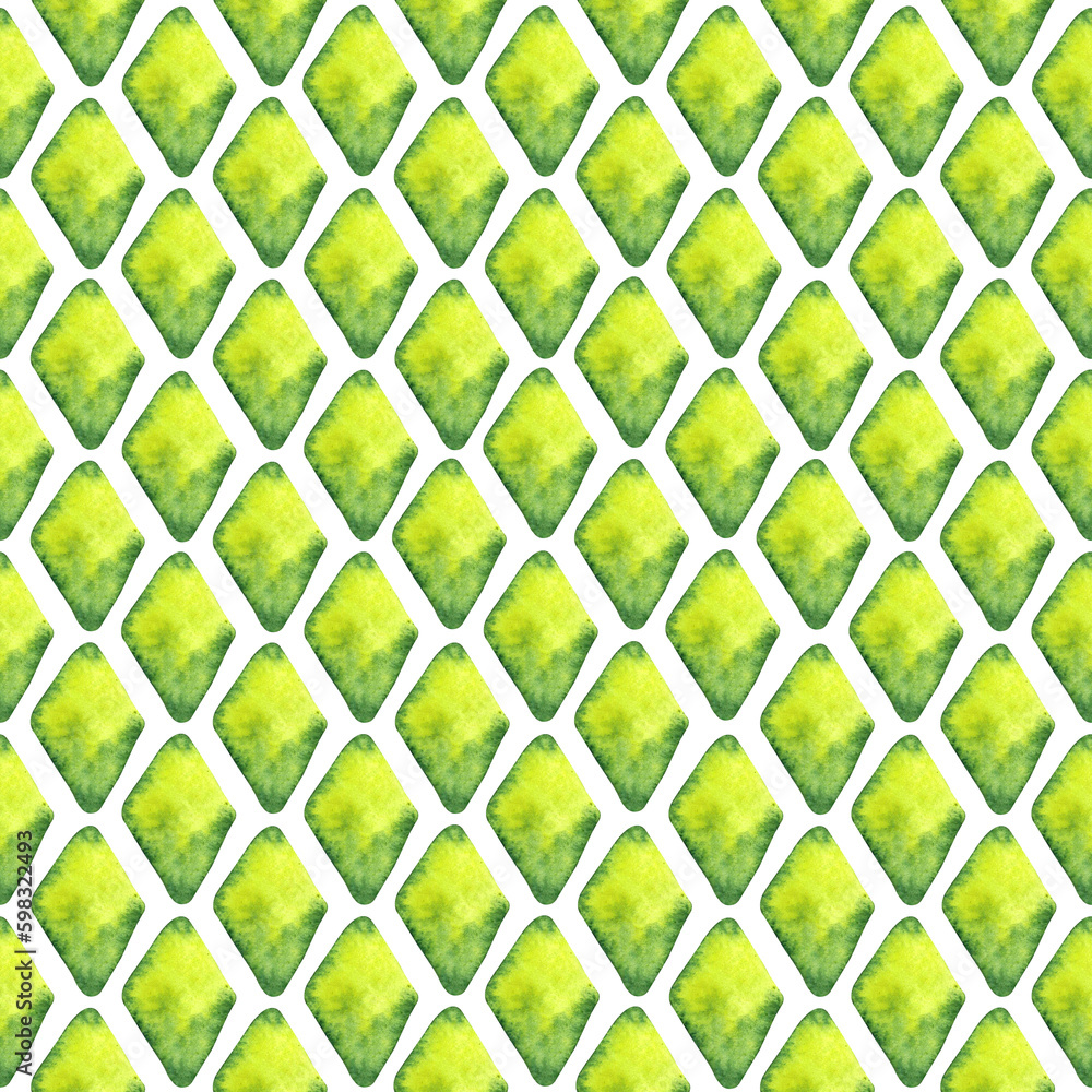 Fototapeta premium Watercolor seamless hand drawn geometric pattern with colorful rhombuses