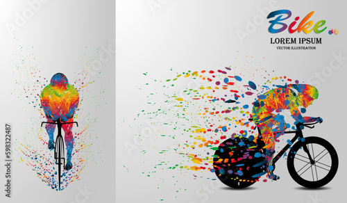 Visual drawing bike fast of speed in bicycle game, colorful beautiful design style on white background for vector illustration, exercise sport concept