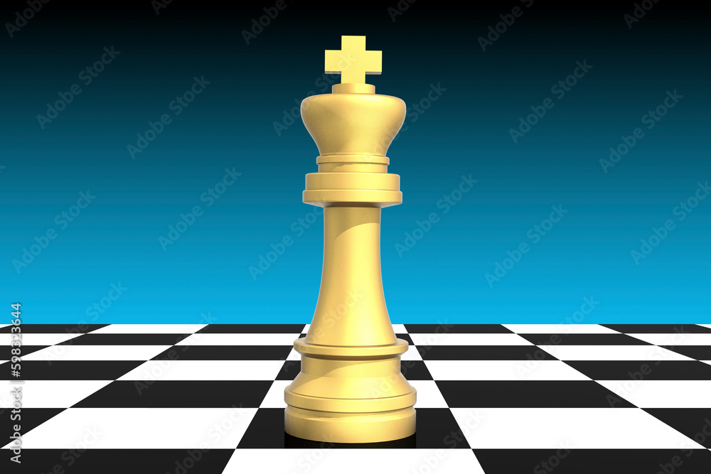 Golden chess king and black pawns