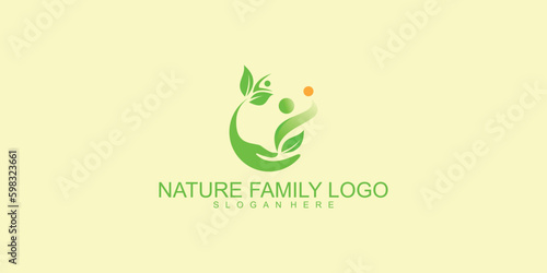 Nature family logo design with modern style premium vector