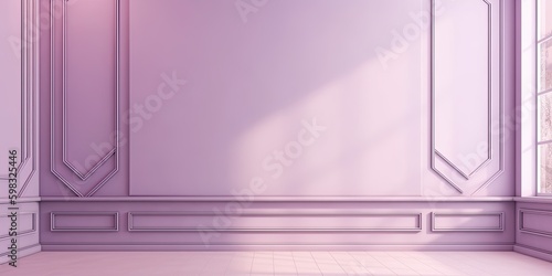 Minimalistic Plum wall in an empty room for presentation background. Elegant lighting with abstract shadows. - Generative AI 