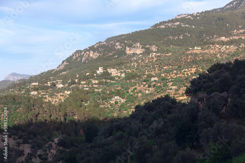 Mountains of Mallorca island . Shadow on the green mountain 