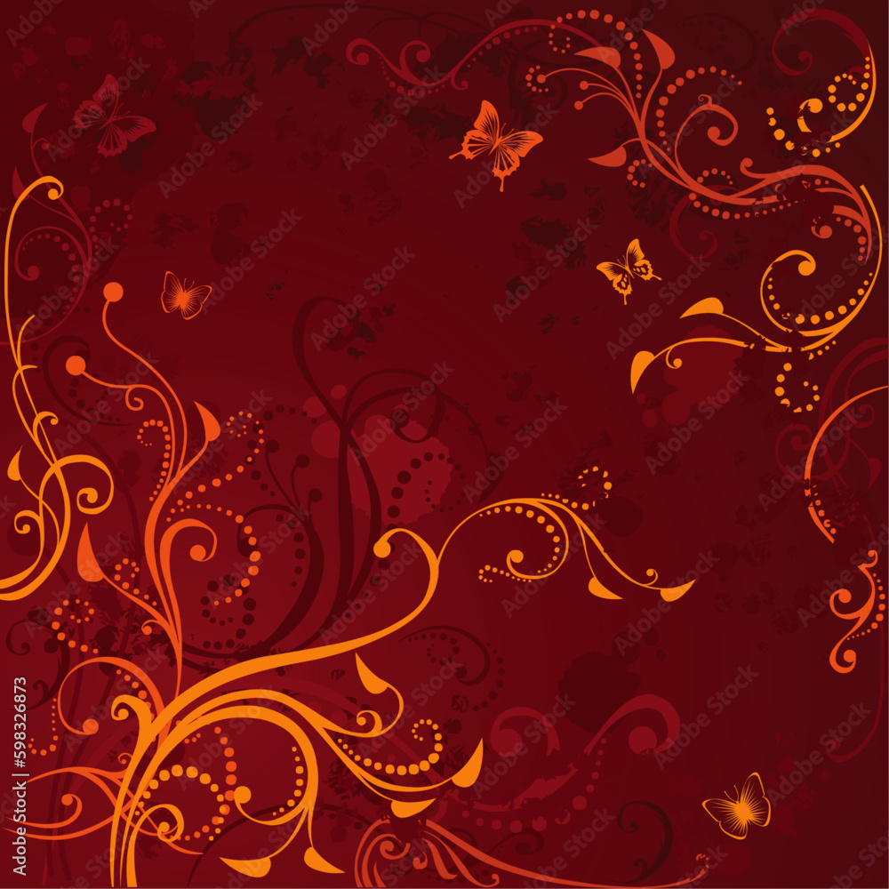 Flower pattern slowly appearing on red background. Flower pattern slowly appearing on red background.