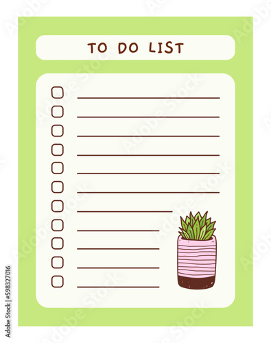 Cute to do list template with floral element. Funny design of daily planner, schedule or checklist. Perfect for planning, memo, notes and self-organization. Vector hand-drawn Generative AI