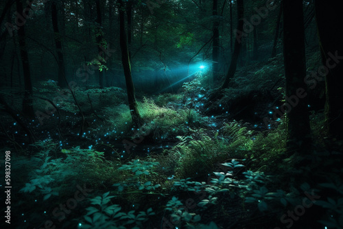 Bioluminescence in the forest generative AI