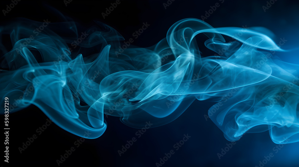 blue smoke effect abstract on black background ,generative ai blue smoke effect abstract on black background ,generative ai