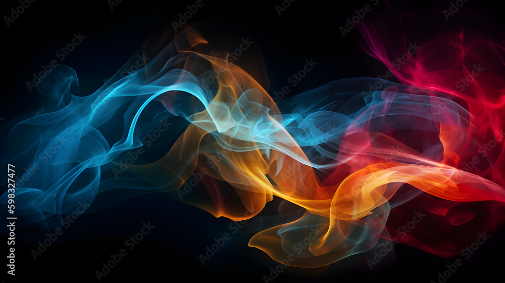 colourful smoke effect abstract on black background ,generative ai