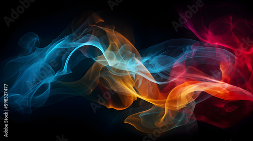 colourful smoke effect abstract on black background ,generative ai