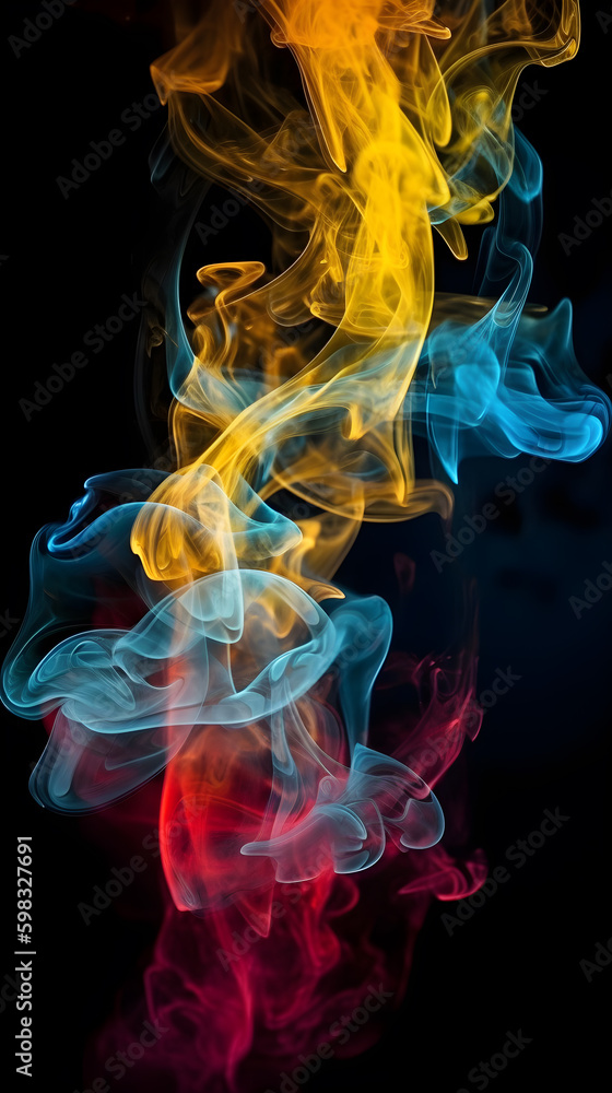 Obraz premium colourful smoke abstract on black background ,generative ai